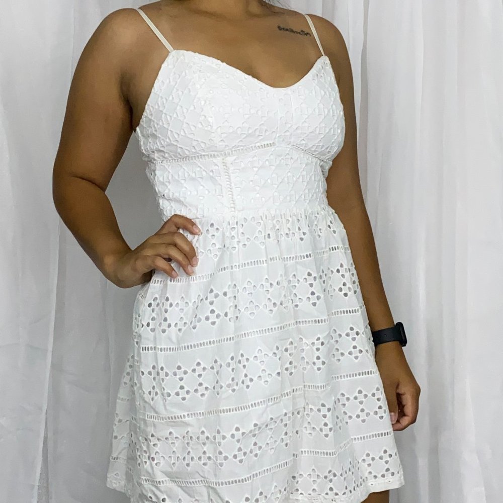 Three Pink Hearts White Dress